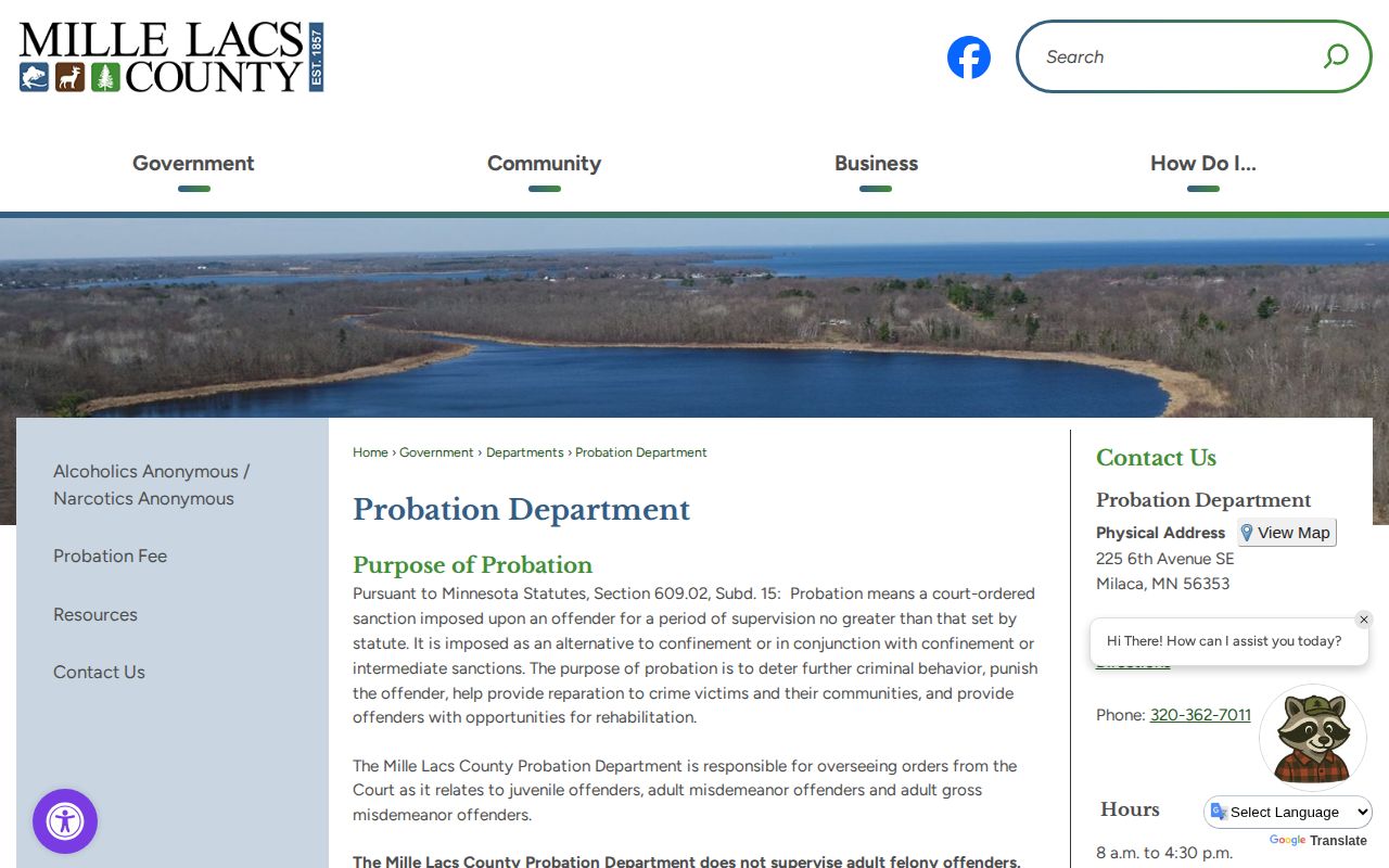 Mille Lacs County parole and probation office routing