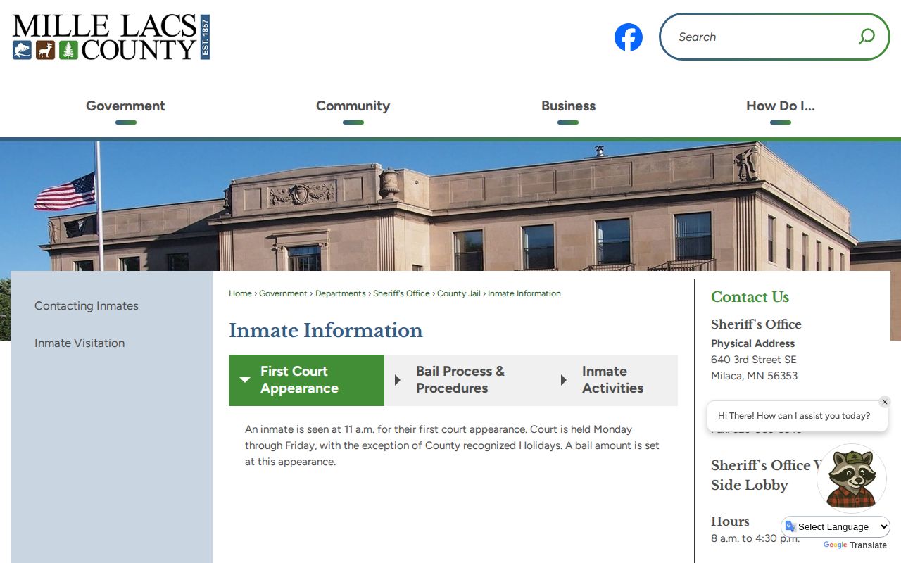 Mille Lacs County Jail bond and release logistics